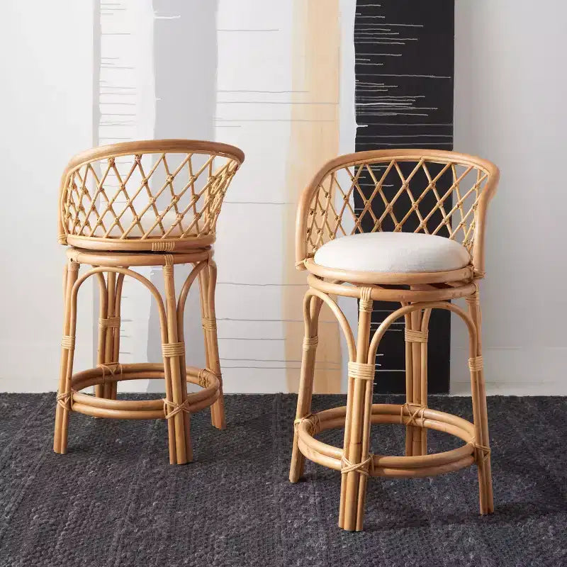 Sgabello da bancone Yuta in rattan con cuscino - BST6504 - Safavieh