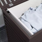 HOMCOM Cesto Portabiancheria in Bambù con Coperchio e Borsa Rimovibile, Cesto Portabiancheria Salvaspazio per Vestiti Sporchi