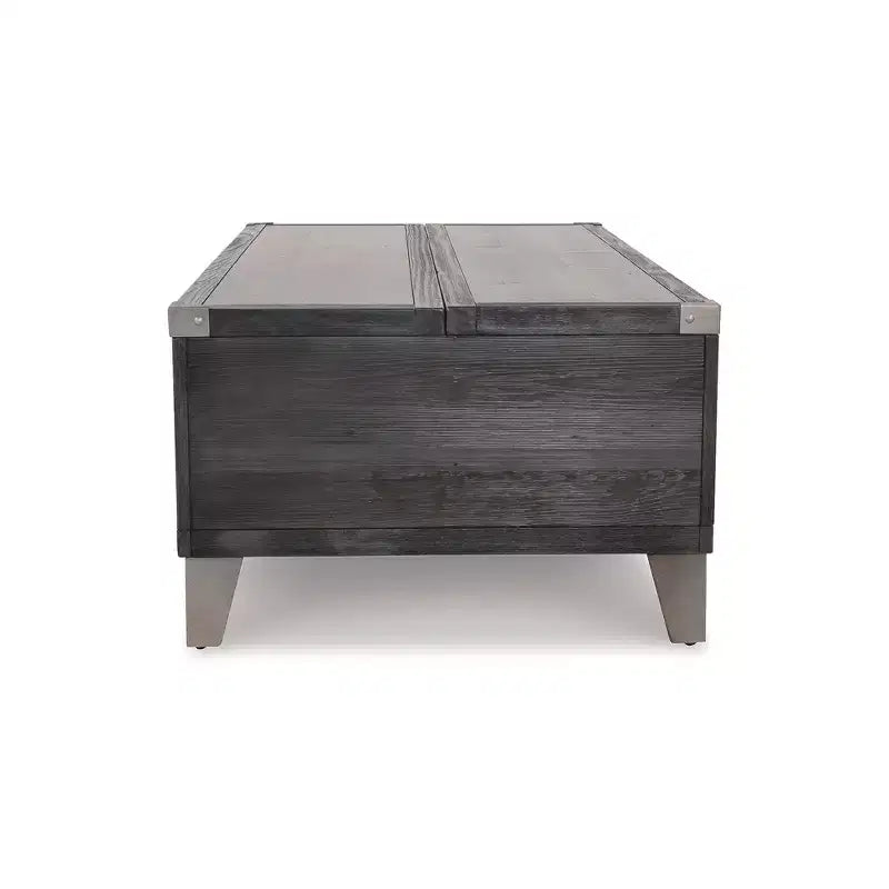 Signature Design by Ashley Todoe Tavolino da caffè sollevabile, Tavolino cocktail industriale rustico grigio scuro con due cassetti portaoggetti e vassoi rimovibili