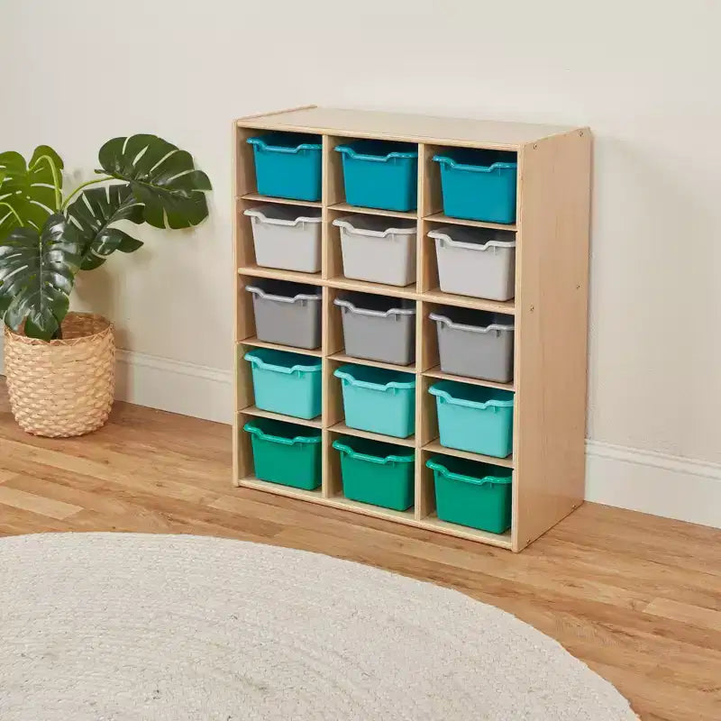ECR4Kids Mobile Streamline con 15 Scomparti e 15 Contenitori Frontali, 5x3, Mobili per Bambini