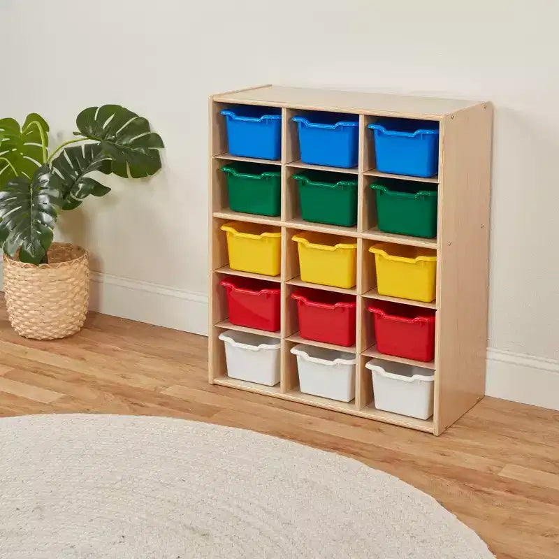 ECR4Kids Mobile Streamline con 15 Scomparti e 15 Contenitori Frontali, 5x3, Mobili per Bambini