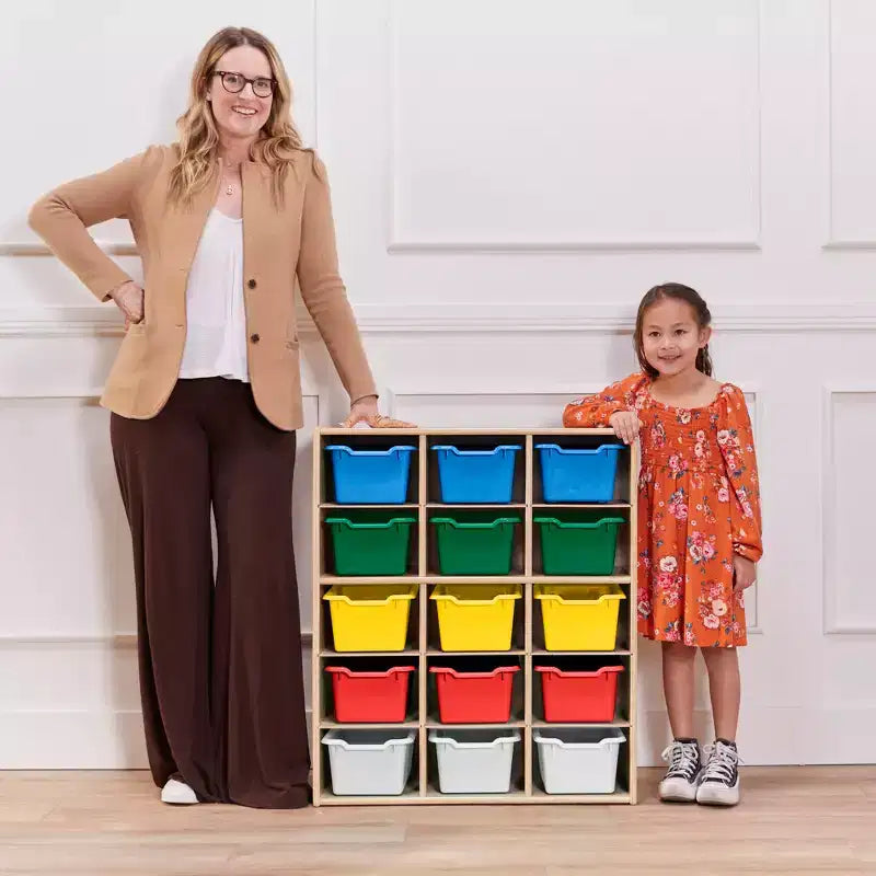 ECR4Kids Mobile Streamline con 15 Scomparti e 15 Contenitori Frontali, 5x3, Mobili per Bambini