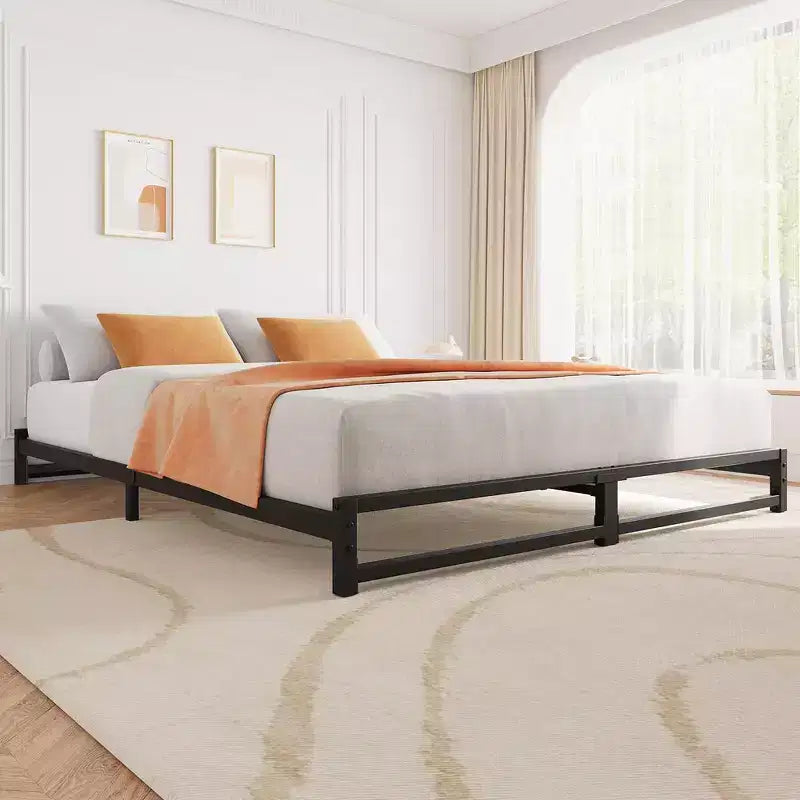 Struttura Letto con Piattaforma in Metallo Resistente da 15 cm, Misura Singola/Matrimoniale Francese/Matrimoniale/King Size con Supporto a Doghe in Acciaio