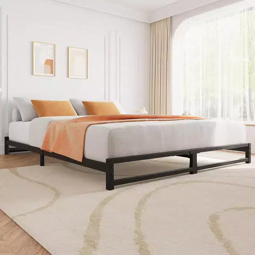 Struttura Letto con Piattaforma in Metallo Resistente da 15 cm, Misura Singola/Matrimoniale Francese/Matrimoniale/King Size con Supporto a Doghe in Acciaio