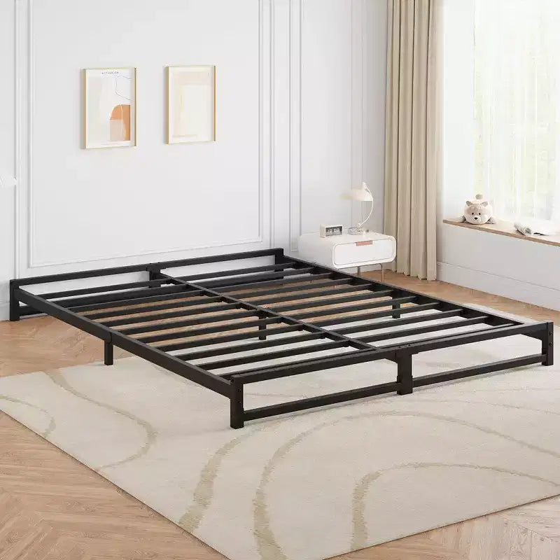 Struttura Letto con Piattaforma in Metallo Resistente da 15 cm, Misura Singola/Matrimoniale Francese/Matrimoniale/King Size con Supporto a Doghe in Acciaio