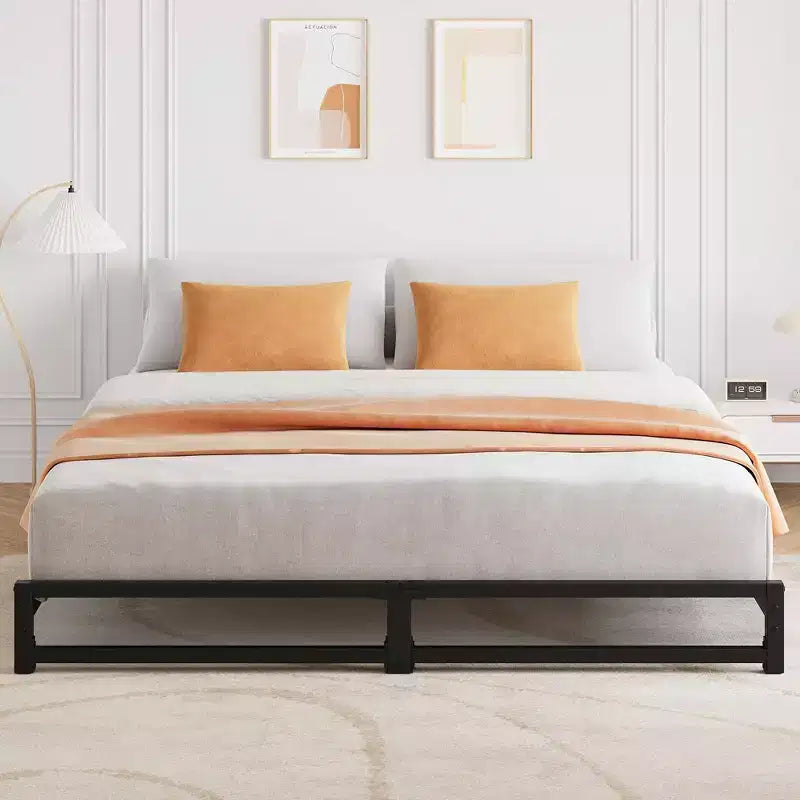 Struttura Letto con Piattaforma in Metallo Resistente da 15 cm, Misura Singola/Matrimoniale Francese/Matrimoniale/King Size con Supporto a Doghe in Acciaio