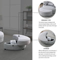Poltrona a botte moderna girevole color grigio con pouf contenitore grande e rotondo