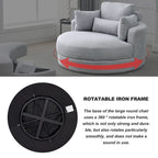 Poltrona a botte moderna girevole color grigio con pouf contenitore grande e rotondo