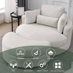 Poltrona a botte moderna girevole color grigio con pouf contenitore grande e rotondo