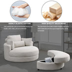 Poltrona a botte moderna girevole color grigio con pouf contenitore grande e rotondo