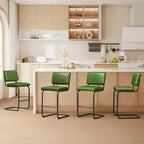 HOMLUX Set di 2 Sgabelli da Bar a Contatore Imbottiti a Sbalzo in Pelle PU con Gambe in Metallo NeroVerde Oliva
