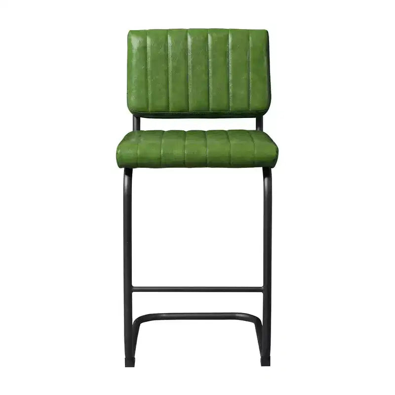 HOMLUX Set di 2 Sgabelli da Bar a Contatore Imbottiti a Sbalzo in Pelle PU con Gambe in Metallo NeroVerde Oliva