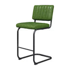 HOMLUX Set di 2 Sgabelli da Bar a Contatore Imbottiti a Sbalzo in Pelle PU con Gambe in Metallo NeroVerde Oliva