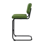 HOMLUX Set di 2 Sgabelli da Bar a Contatore Imbottiti a Sbalzo in Pelle PU con Gambe in Metallo NeroVerde Oliva