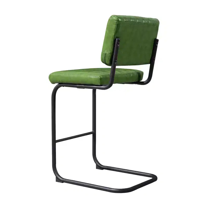 HOMLUX Set di 2 Sgabelli da Bar a Contatore Imbottiti a Sbalzo in Pelle PU con Gambe in Metallo NeroVerde Oliva