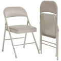 Folding Chairs Set of 2/4, PU Upholstered Foldable Chairs with Metal Frame Hold Up to 350 Pounds