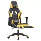 vidaXL Sedia da Gaming Massaggiante Nera e Oro in Similpelle con Poggiapiedi, Schienale Regolabile e Design Girevole, Comfort Robusto ed Elegante per i Gamer
