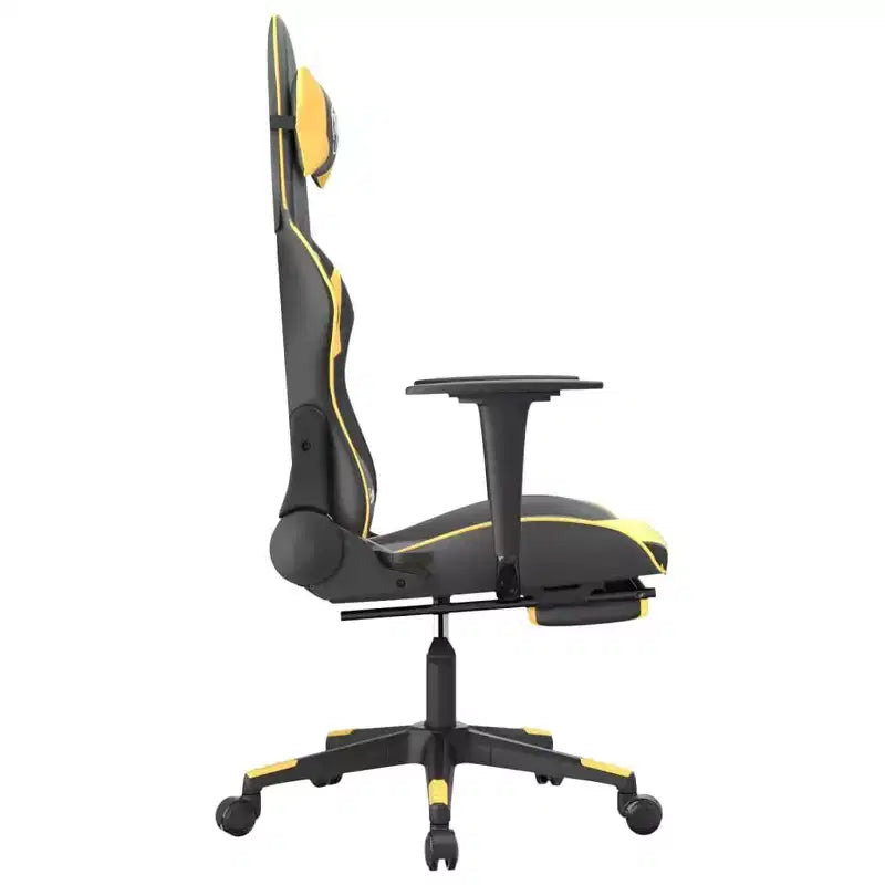 vidaXL Sedia da Gaming Massaggiante Nera e Oro in Similpelle con Poggiapiedi, Schienale Regolabile e Design Girevole, Comfort Robusto ed Elegante per i Gamer