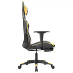 vidaXL Sedia da Gaming Massaggiante Nera e Oro in Similpelle con Poggiapiedi, Schienale Regolabile e Design Girevole, Comfort Robusto ed Elegante per i Gamer