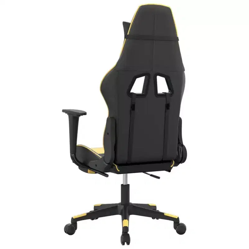 vidaXL Sedia da Gaming Massaggiante Nera e Oro in Similpelle con Poggiapiedi, Schienale Regolabile e Design Girevole, Comfort Robusto ed Elegante per i Gamer