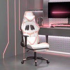 vidaXL Sedia da Gaming con Poggiapiedi, Bianca e Rosa, in Similpelle