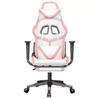 vidaXL Sedia da Gaming con Poggiapiedi, Bianca e Rosa, in Similpelle