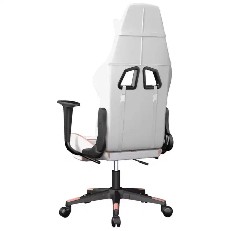 vidaXL Sedia da Gaming con Poggiapiedi, Bianca e Rosa, in Similpelle