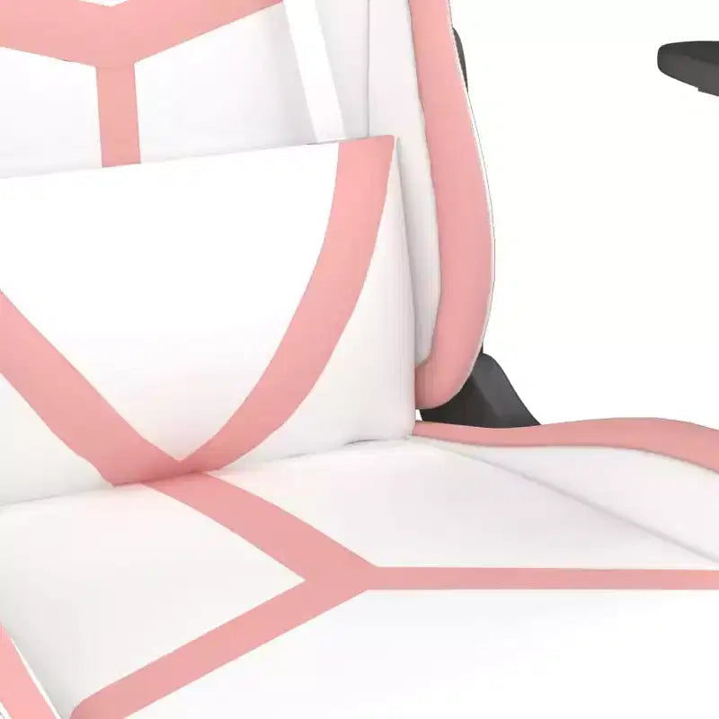 vidaXL Sedia da Gaming con Poggiapiedi, Bianca e Rosa, in Similpelle