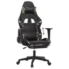 vidaXL Sedia da Gaming con Poggiapiedi, Nera e Mimetica, in Similpelle