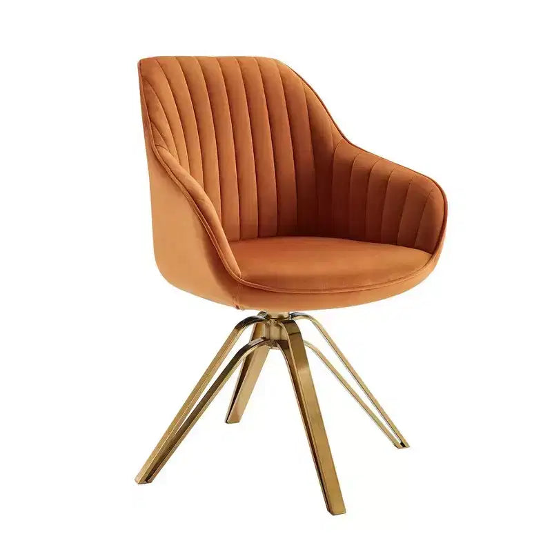 HOMLUX Poltrona Girevole Accent Piramidale Mid-century a 360° Rivestita in Velluto Confortevole - Gambe Placcate Oro Per Camera da Letto, Ufficio, Sala da Pranzo