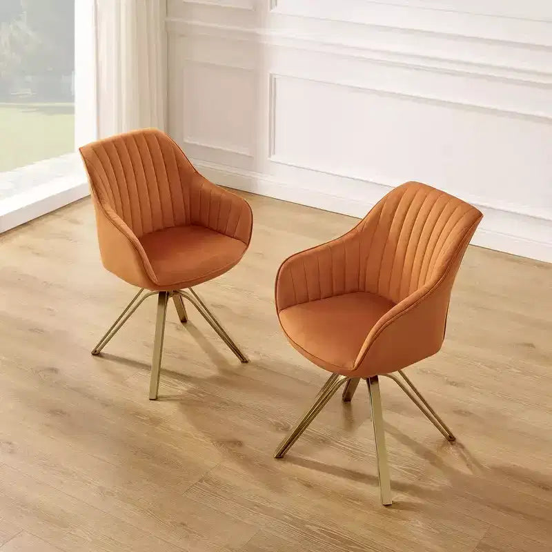 HOMLUX Poltrona Girevole Accent Piramidale Mid-century a 360° Rivestita in Velluto Confortevole - Gambe Placcate Oro Per Camera da Letto, Ufficio, Sala da Pranzo