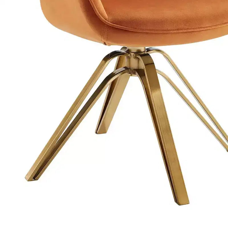HOMLUX Poltrona Girevole Accent Piramidale Mid-century a 360° Rivestita in Velluto Confortevole - Gambe Placcate Oro Per Camera da Letto, Ufficio, Sala da Pranzo