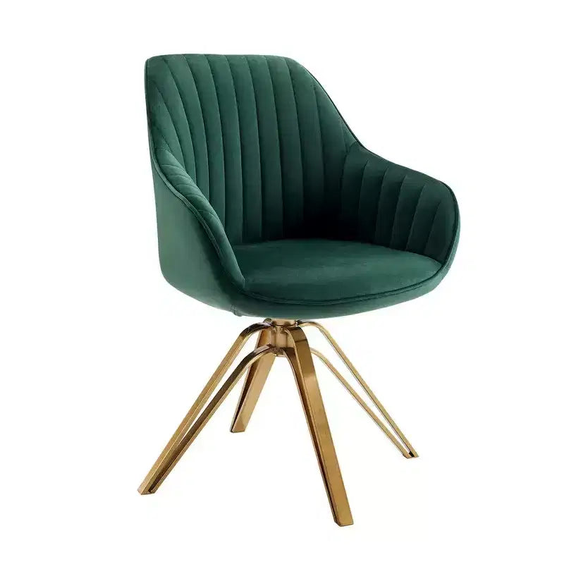 HOMLUX Poltrona Girevole Accent Piramidale Mid-century a 360° Rivestita in Velluto Confortevole - Gambe Placcate Oro Per Camera da Letto, Ufficio, Sala da Pranzo
