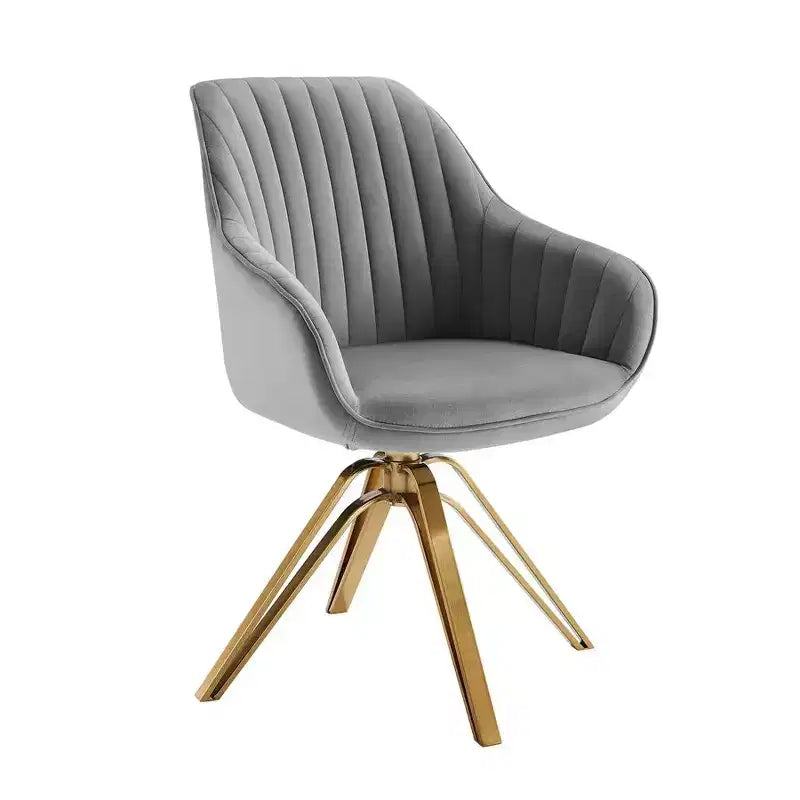 HOMLUX Poltrona Girevole Accent Piramidale Mid-century a 360° Rivestita in Velluto Confortevole - Gambe Placcate Oro Per Camera da Letto, Ufficio, Sala da Pranzo