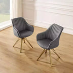 HOMLUX Poltrona Girevole Accent Piramidale Mid-century a 360° Rivestita in Velluto Confortevole - Gambe Placcate Oro Per Camera da Letto, Ufficio, Sala da Pranzo