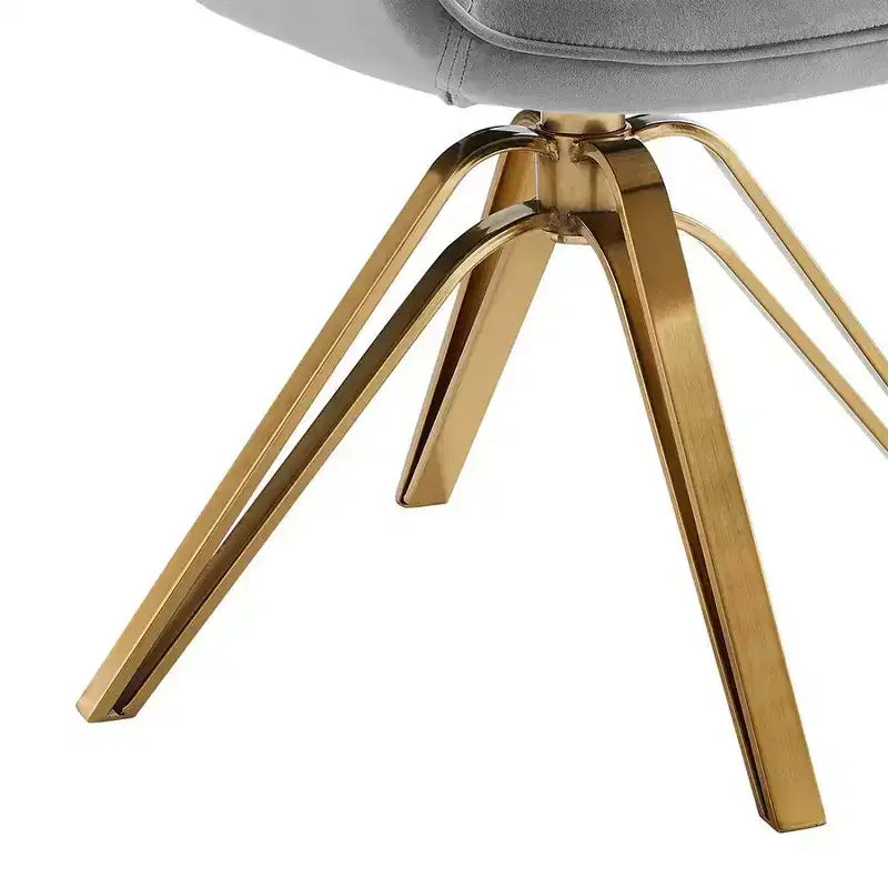 HOMLUX Poltrona Girevole Accent Piramidale Mid-century a 360° Rivestita in Velluto Confortevole - Gambe Placcate Oro Per Camera da Letto, Ufficio, Sala da Pranzo
