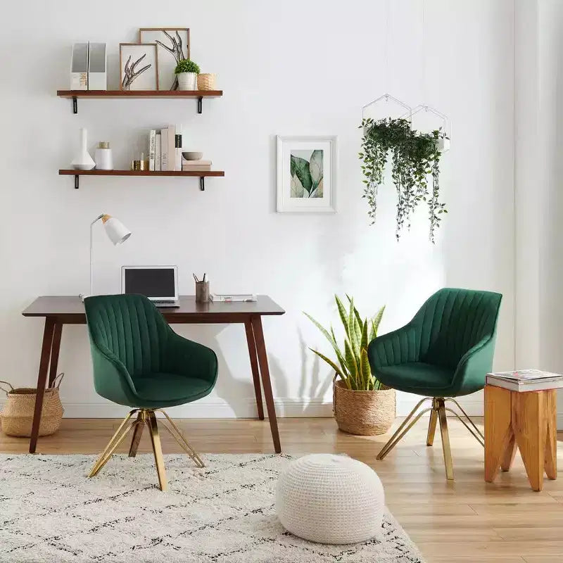 HOMLUX Poltrona Girevole Accent Piramidale Mid-century a 360° Rivestita in Velluto Confortevole - Gambe Placcate Oro Per Camera da Letto, Ufficio, Sala da Pranzo