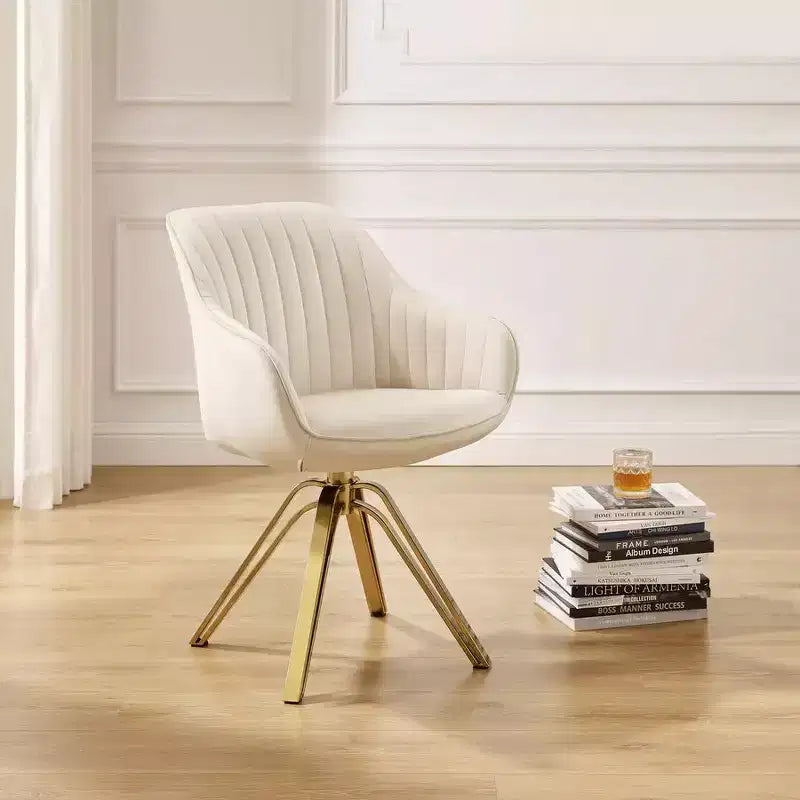 HOMLUX Poltrona Girevole Accent Piramidale Mid-century a 360° Rivestita in Velluto Confortevole - Gambe Placcate Oro Per Camera da Letto, Ufficio, Sala da Pranzo