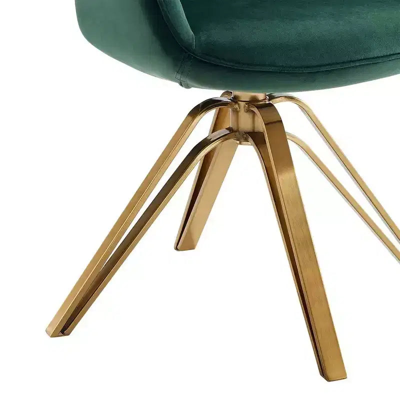 HOMLUX Poltrona Girevole Accent Piramidale Mid-century a 360° Rivestita in Velluto Confortevole - Gambe Placcate Oro Per Camera da Letto, Ufficio, Sala da Pranzo