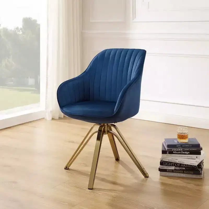 HOMLUX Poltrona Girevole Accent Piramidale Mid-century a 360° Rivestita in Velluto Confortevole - Gambe Placcate Oro Per Camera da Letto, Ufficio, Sala da Pranzo