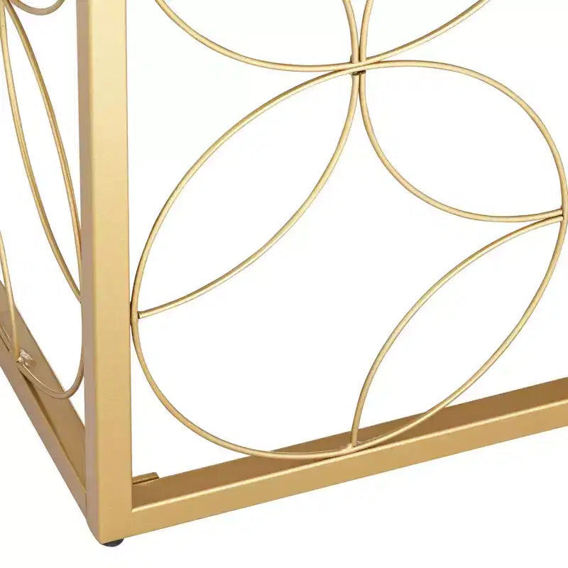 Studio 55D Karin Tavolino da Divano Moderno Glam Quadrato Accento, 43 cm di Larghezza, Oro con Piano in Finto Marmo Bianco per Soggiorno Camera da Letto Comodino