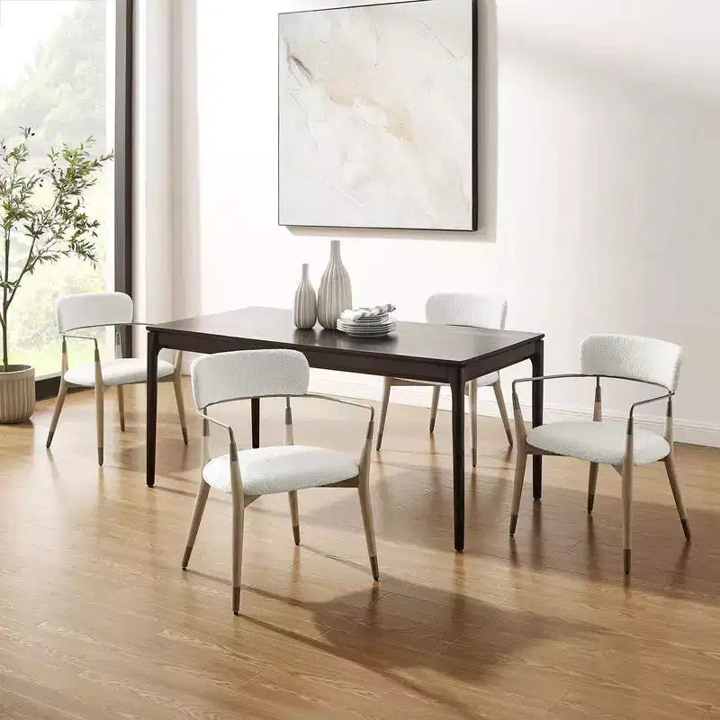 HOMLUX Set di 2 sedie da pranzo imbottite con braccioli e schienale curvo