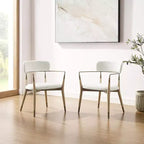 HOMLUX Set of 2 Upholstered Accent Dining Chairs Arm Rest Curved Backrest