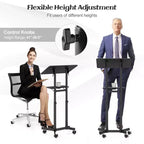Costway Leggio da Podio Mobile 1/2 Pezzi con Piano Inclinabile Vassoio Portaoggetti Ruote Bloccabili Nero