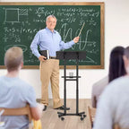 Costway Leggio da Podio Mobile 1/2 Pezzi con Piano Inclinabile Vassoio Portaoggetti Ruote Bloccabili Nero