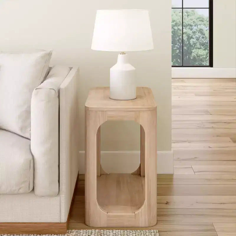Plank+Beam Tavolino rettangolare con ripiano, Tavolino stretto per soggiorno