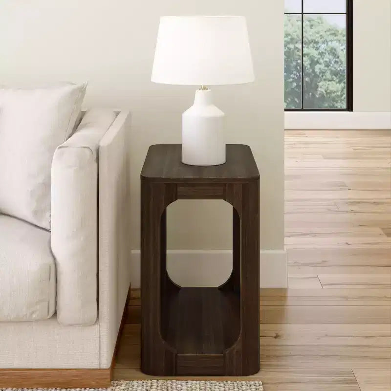 Plank+Beam Tavolino rettangolare con ripiano, Tavolino stretto per soggiorno