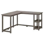 Scrivania ad angolo in legno massello Plank+Beam per ufficio, gaming, computer con mensole portaoggetti