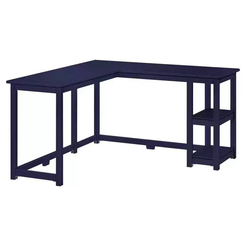 Scrivania ad angolo in legno massello Plank+Beam per ufficio, gaming, computer con mensole portaoggetti