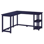 Scrivania ad angolo in legno massello Plank+Beam per ufficio, gaming, computer con mensole portaoggetti